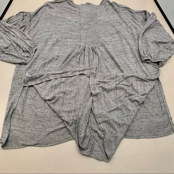 We The Free Top Adult Size XS Gray V-Neck Tie Oversized Linen Stretch Women - Picture 7 of 8